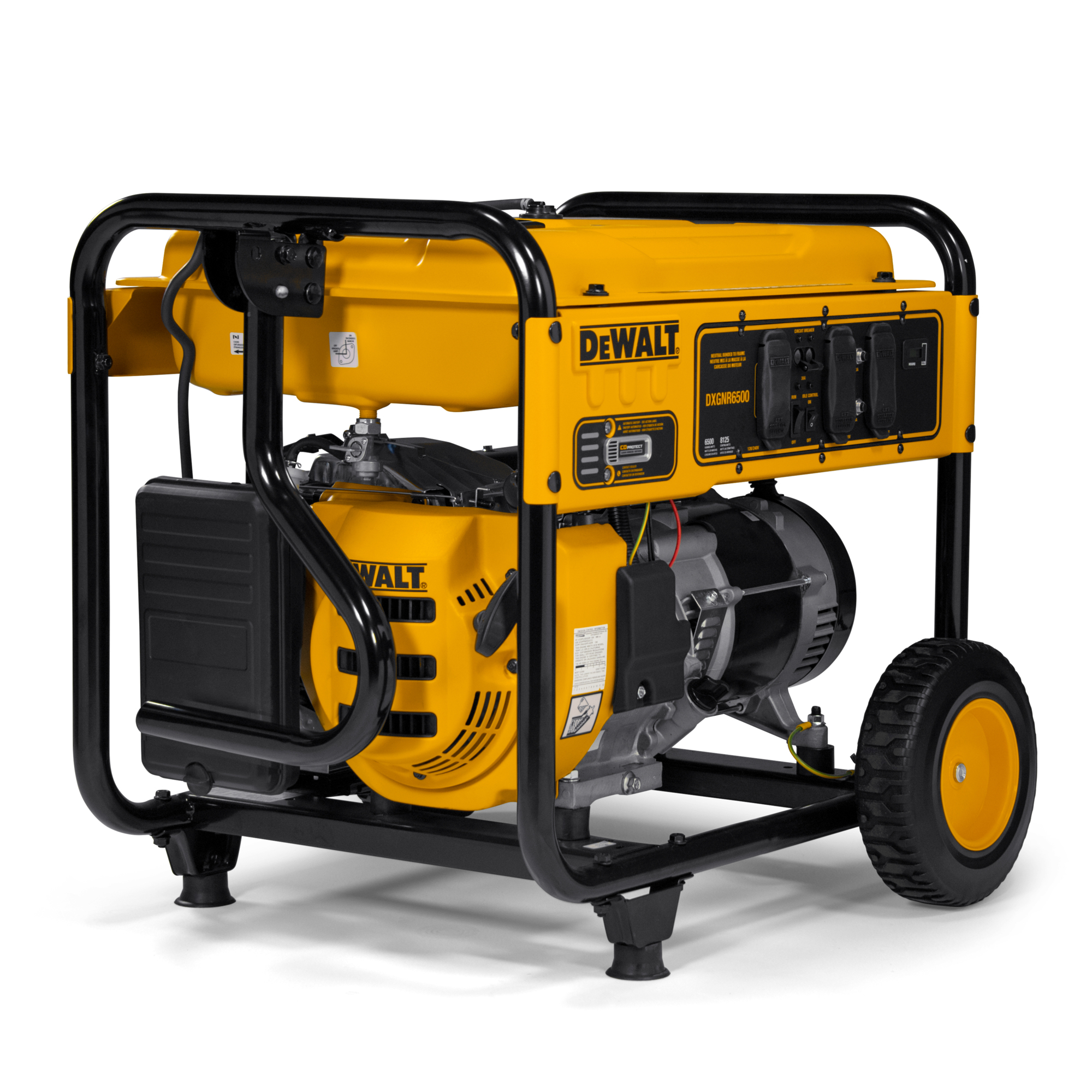 DeWalt DXGNR6500 8750 / 6500 Watt Gas Powered Portable Generator w/ COSense and GFCI Covered Outlets,Wheel and Handle Kit Included, 49ST